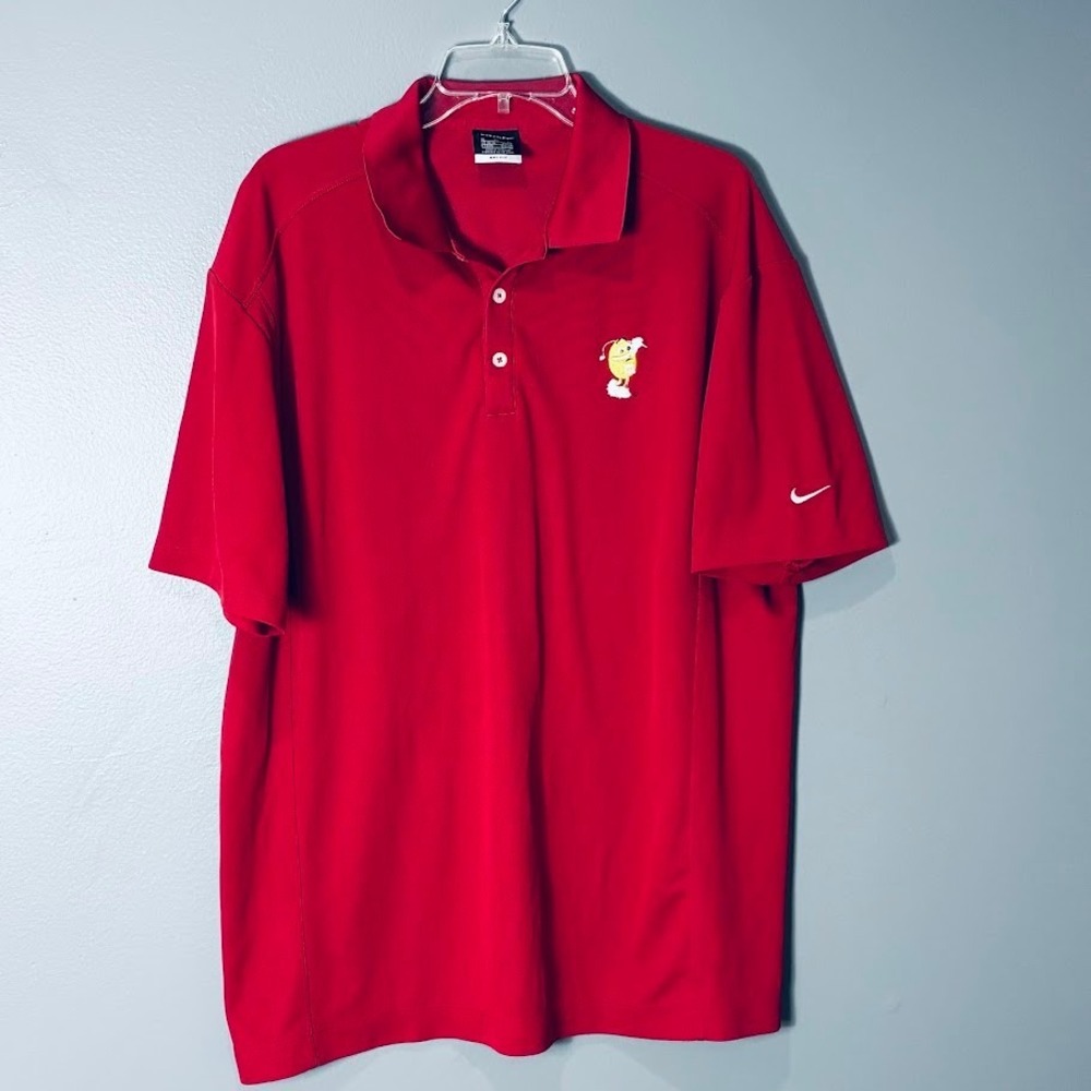Nike Golf Mens XL Red Dri-FIT M&Ms Character Embroidered Polo Shirt